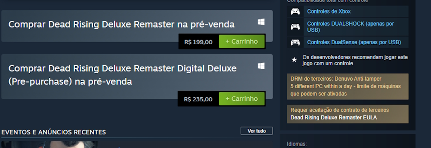 Dead Rising Deluxe Remaster Dead Rising Deluxe Remaster tem Denuvo
