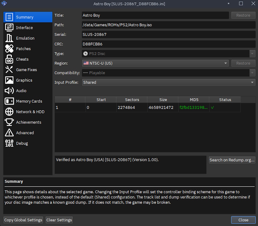 PlayStation 2 PCSX2 - tela de configurações