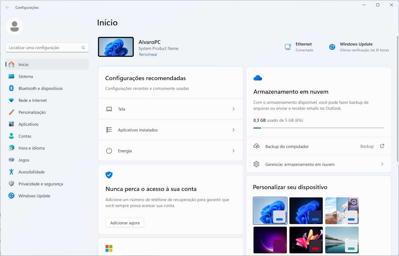 Windows Configurações - Windows 11
