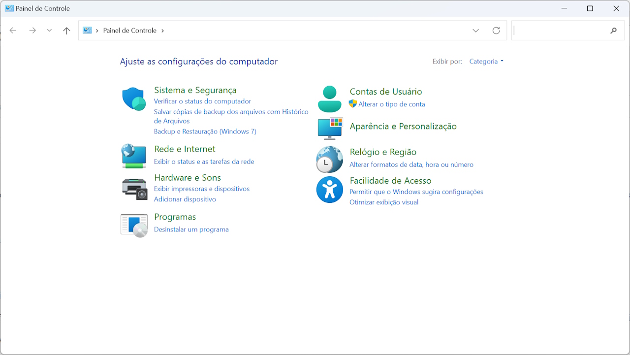 Windows Painel de Controle - Windows 11
