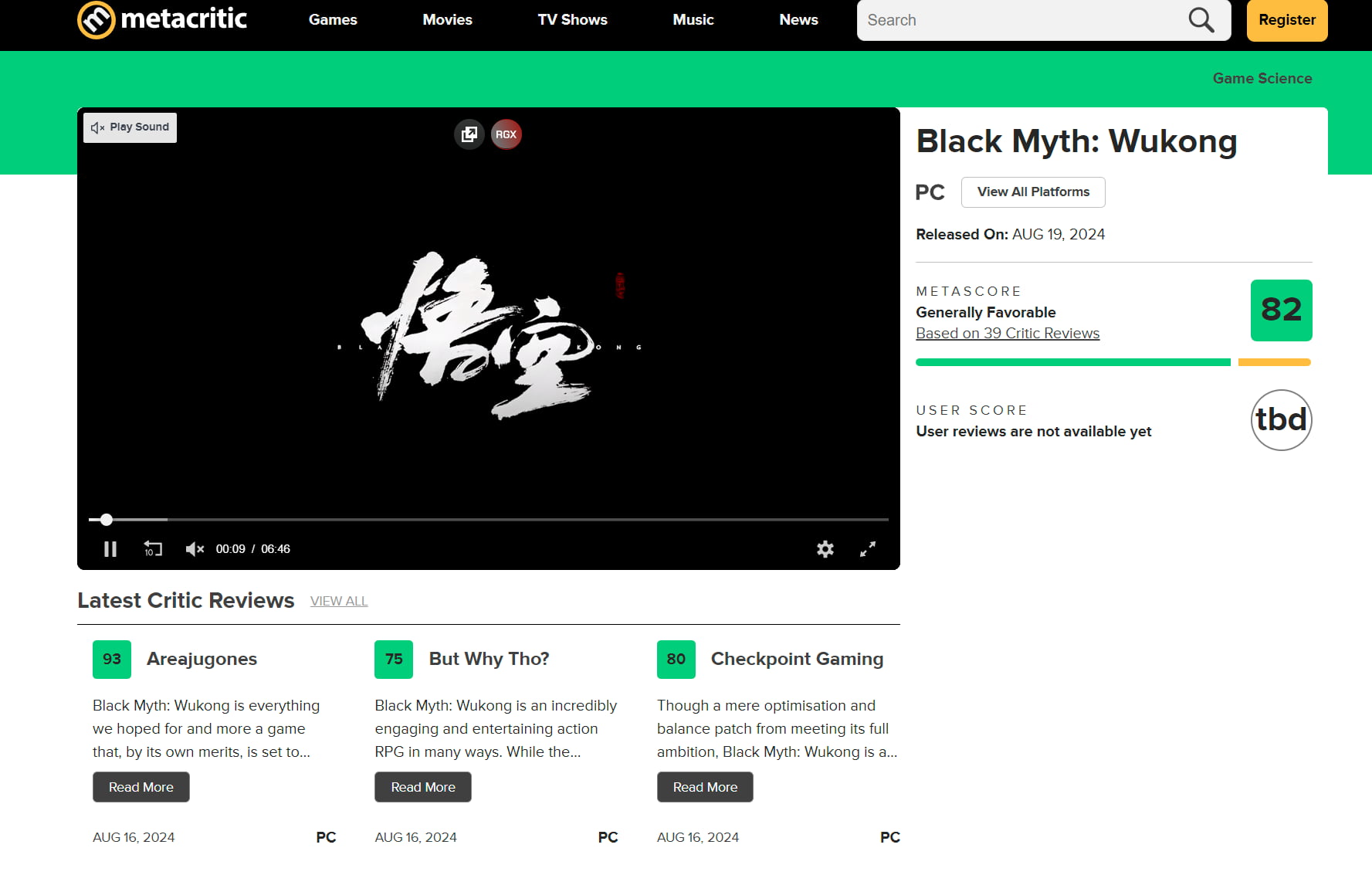 Black Myth Wukong Black Myth Wukong Metacritic