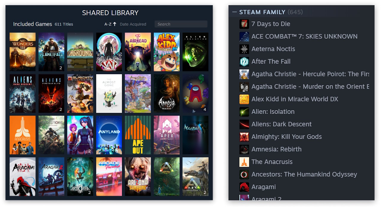 Família Steam Família Steam - jogos compartilhados
