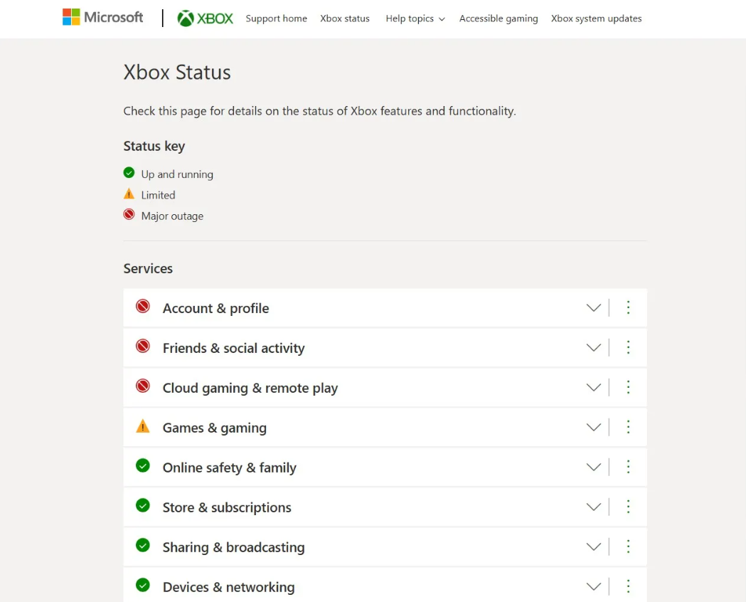 Xbox Xbox Live caiu