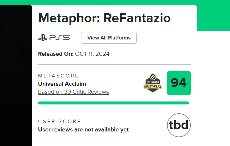 Metaphor ReFantazio Metaphor ReFantazio Metacritic