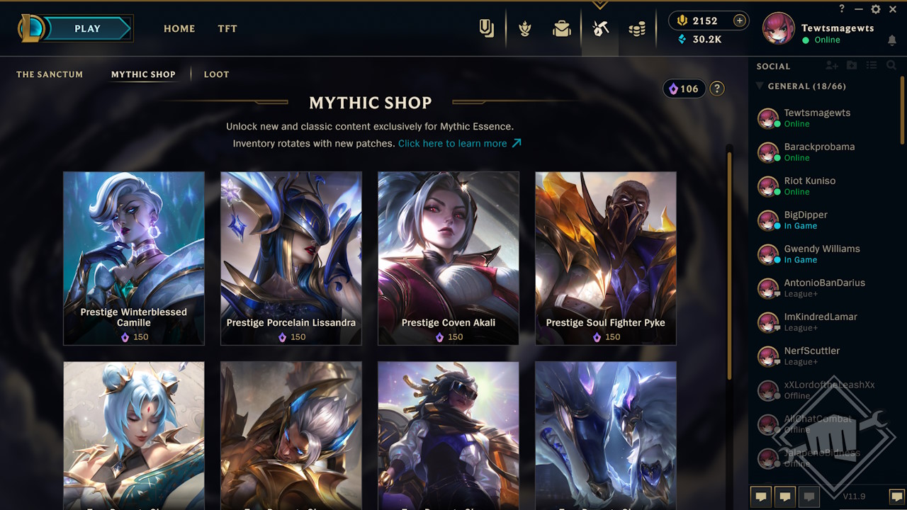 League of Legends Loja Mítica no League of Legends