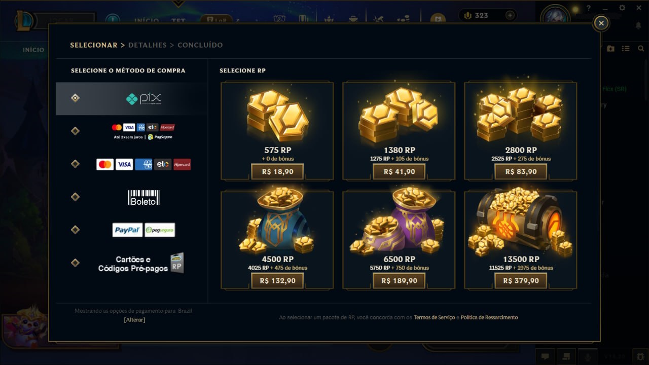 League of Legends Preço do RP no League of Legends