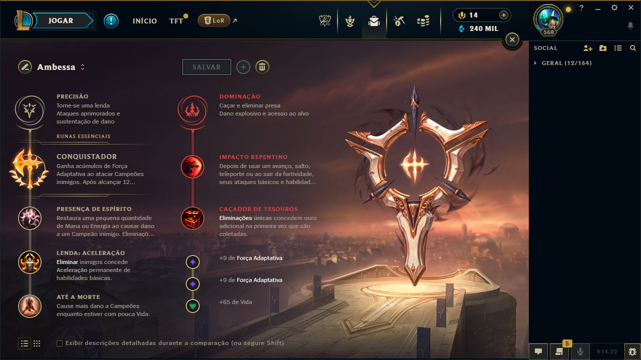 Ambessa Ambessa - runas para a campeã do League of Legends