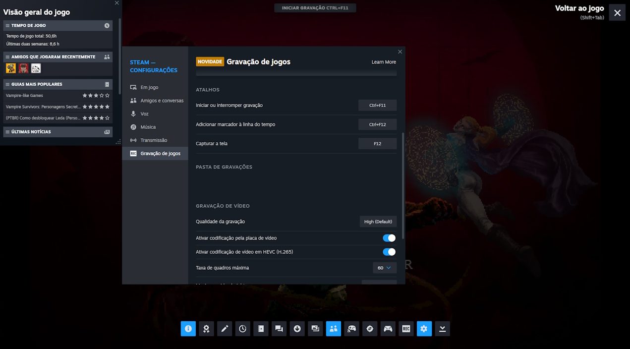 Steam Como usar a ferramenta para gravação de gameplays da Steam - passo 3