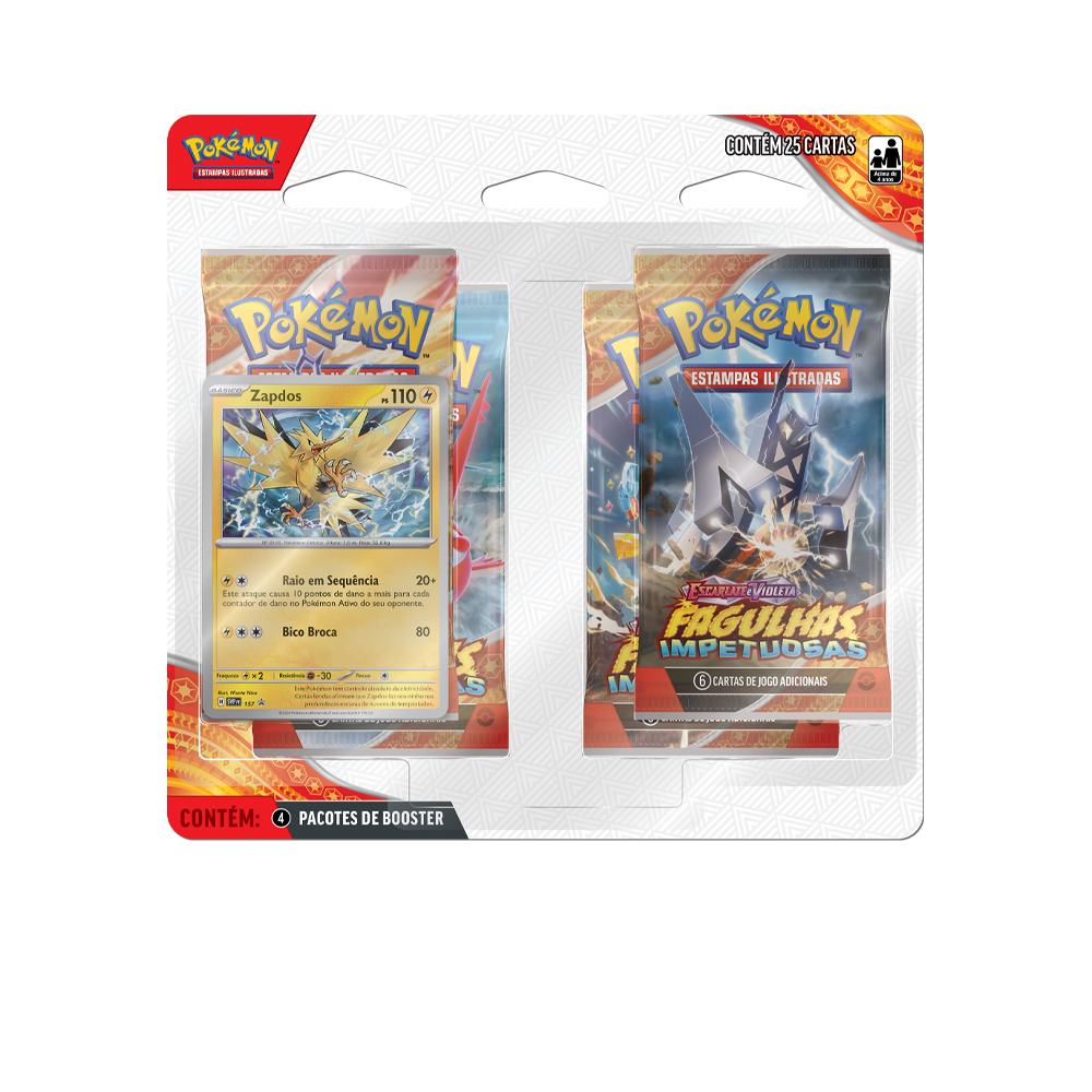 Pokémon TCG Pokémon TCG - Pacote Quádruplo Fagulhas Impetuosas (Zapdos)
