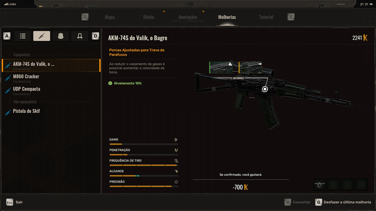 Stalker 2 Stalker 2 - menu de melhorias e reparo