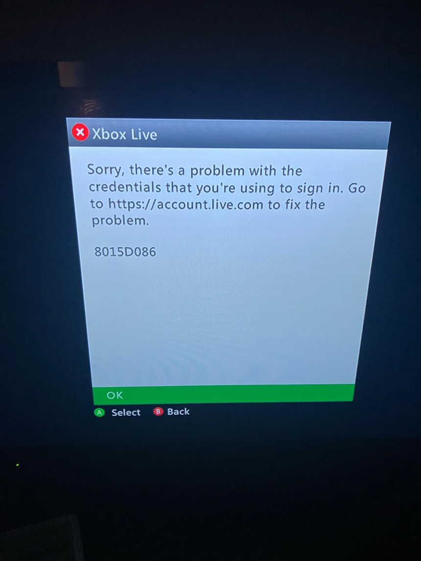 Xbox 360 Xbox 360 apresenta erro para acessar Xbox Live