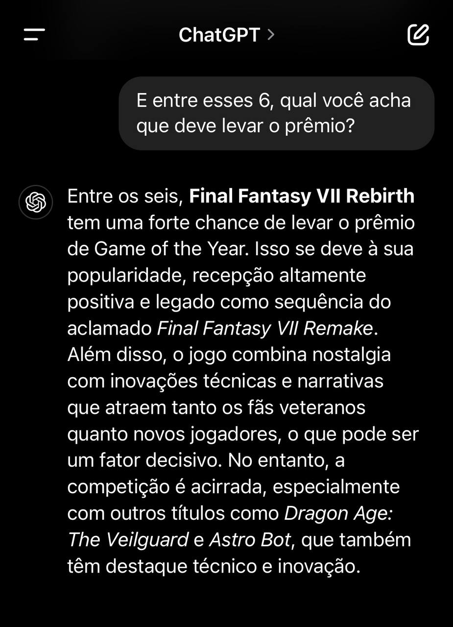 GOTY ChatGPT GOTY