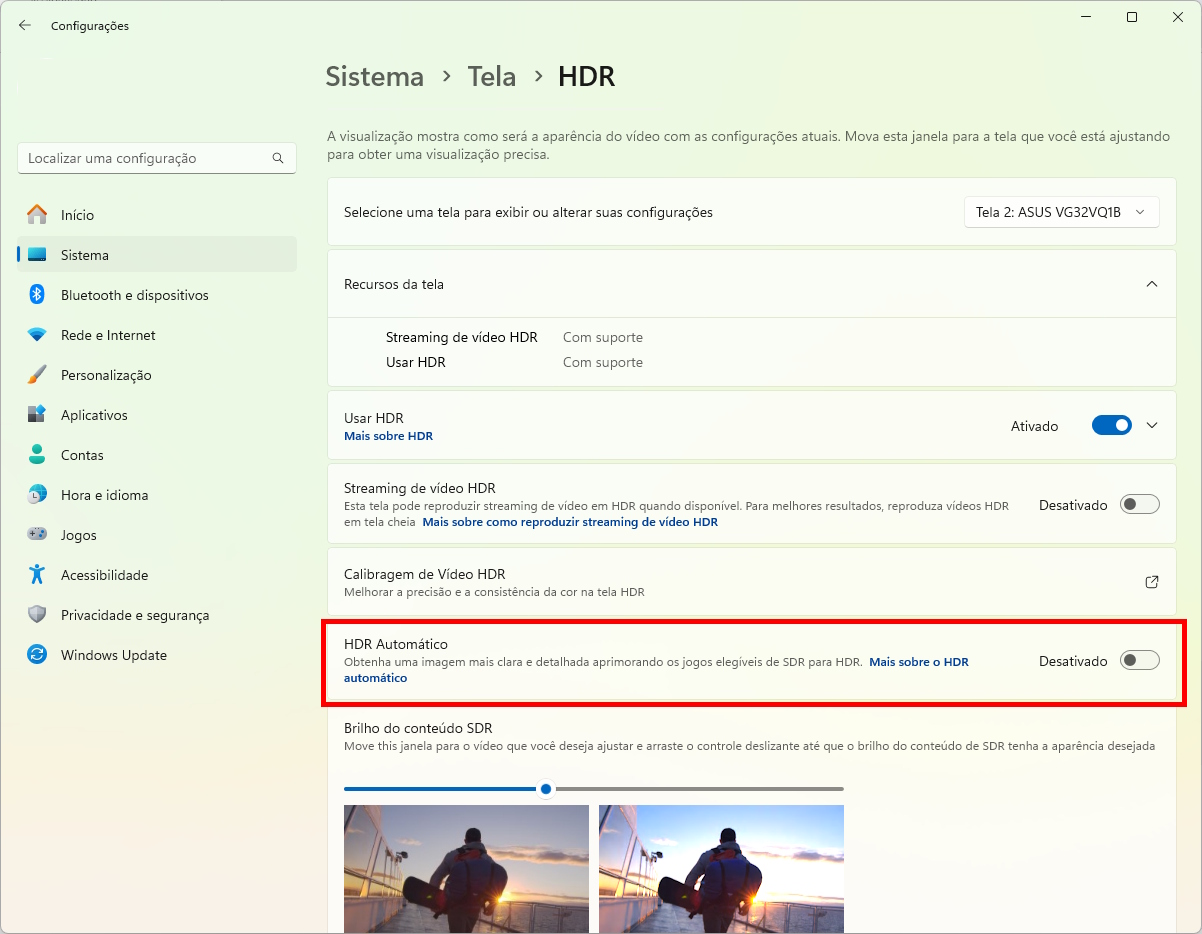 Windows 11 Windows 11 24H2 - problemas no auto-HDR