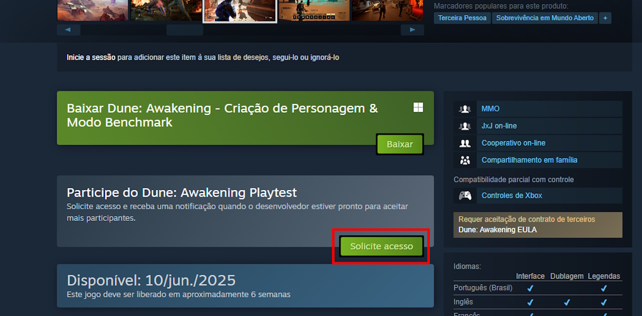 Dune Awakening Dune Awakening - teste beta