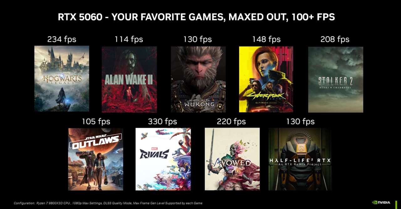 RTX 5060 RTX 5060 com mais de 100 FPS em AAA