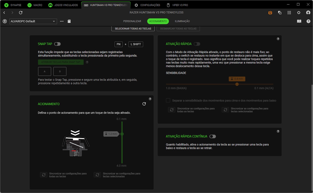 Huntsman V3 Pro TKL Razer Huntsman V3 Pro TKL - Razer Synpase